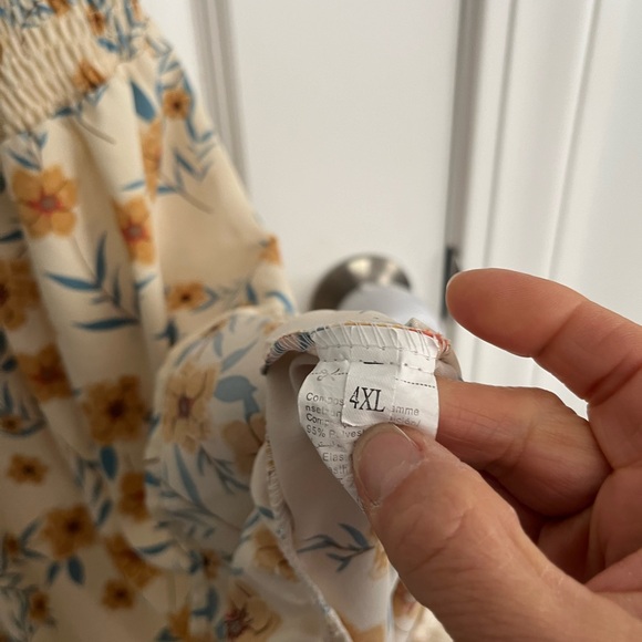 Ivory sun dress with blue yellow flowers - Picture 2 of 2